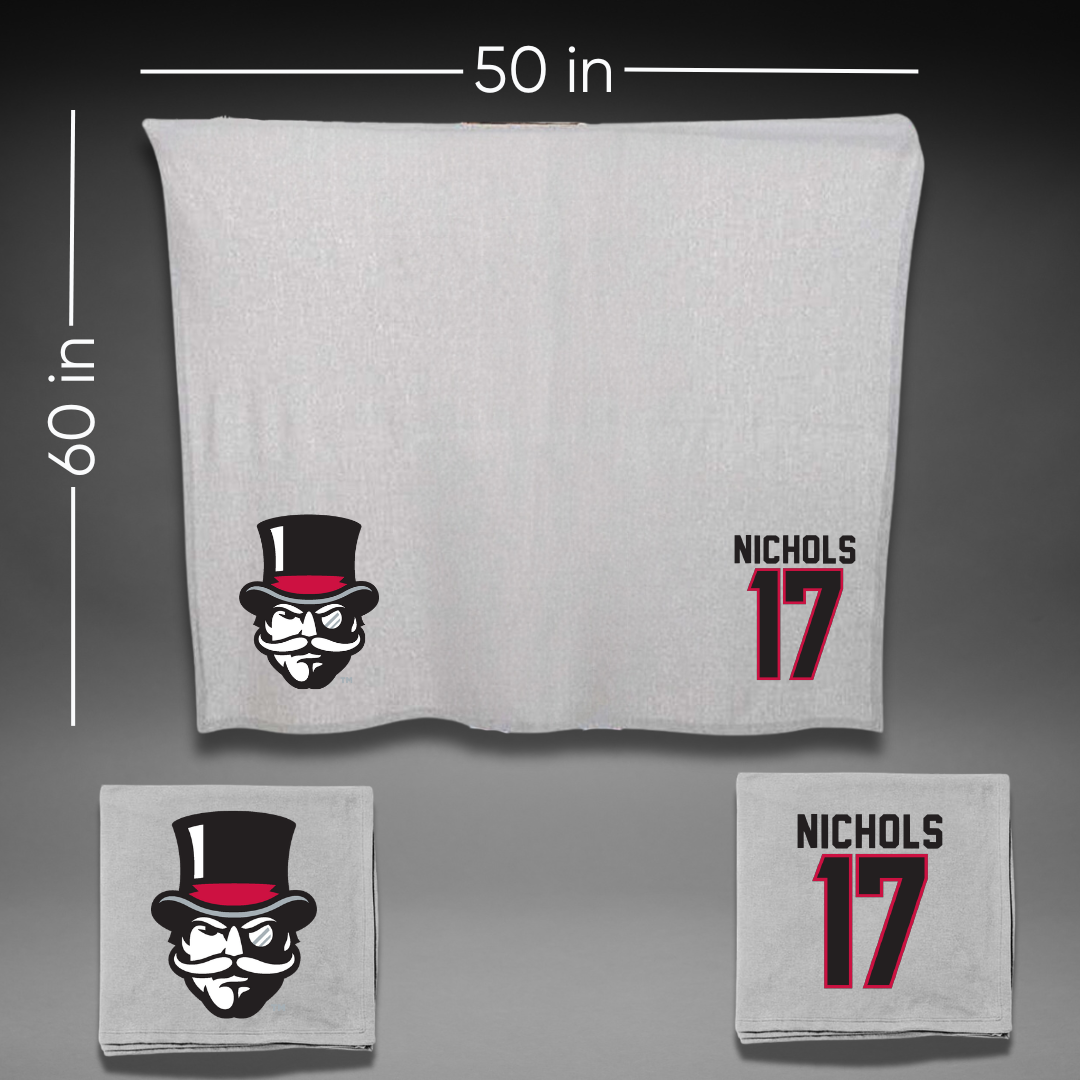 Austin Peay State University Softball Gray Blanket - #17 Emberly Nichols