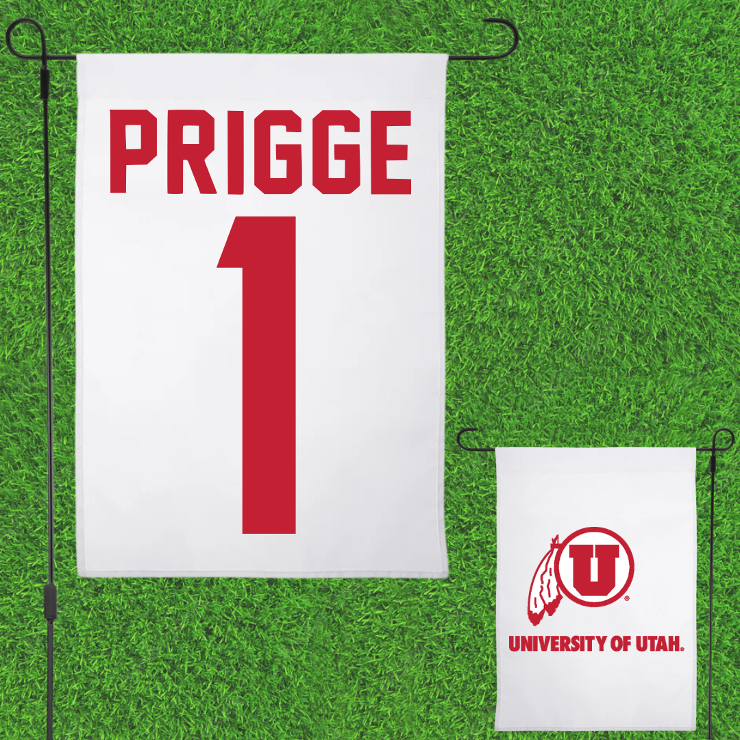 University of Utah Soccer White Garden Flag - #1 Taylor Prigge