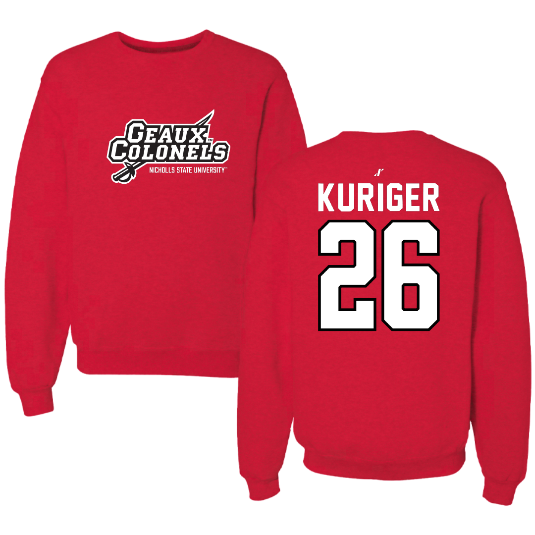 Nicholls State University Baseball Red General Crewneck - #26 Brayden Kuriger