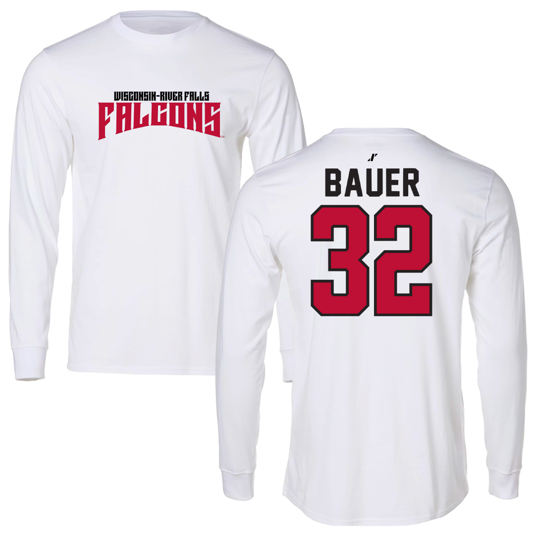 University of Wisconsin-River Falls Basketball White Classic Performance Long Sleeve - #32 Brynn Bauer