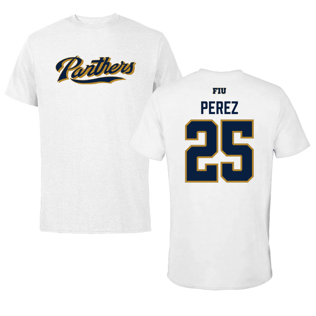Florida International University Softball White Performance Tee - #25 Isabella Perez