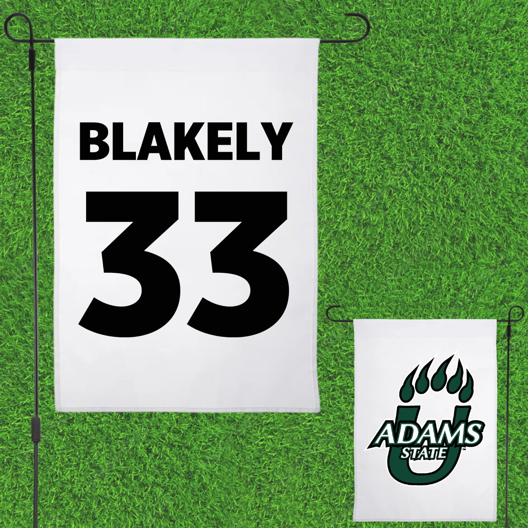 Adams State University Football White Garden Flag - #33 Psyer Blakely