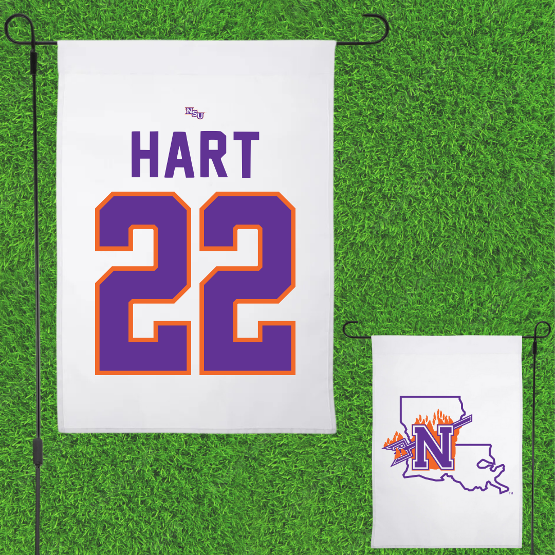 Northwestern State University Football White Garden Flag - #22 Duce Hart