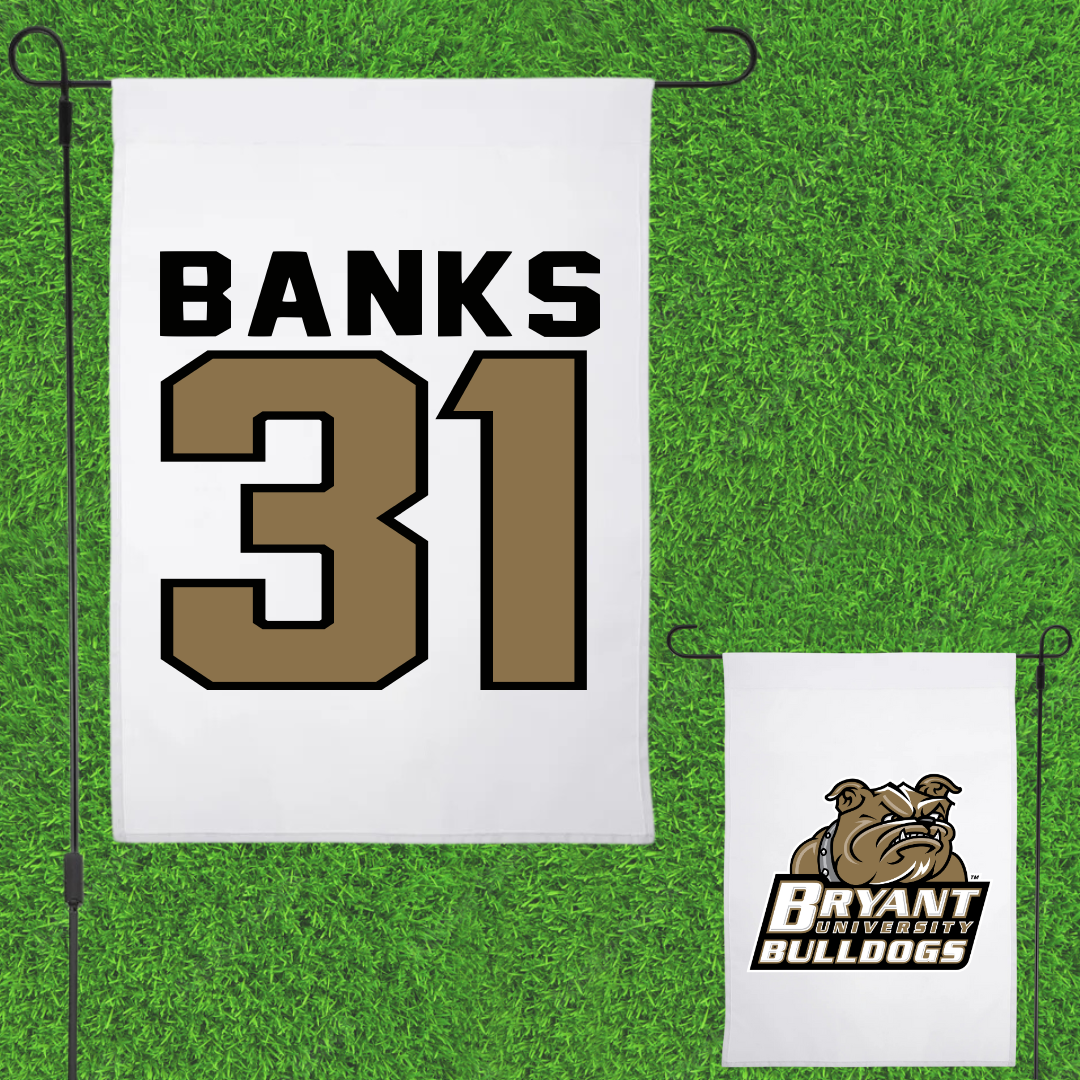 Bryant University Football White Garden Flag - #31 Devon Banks