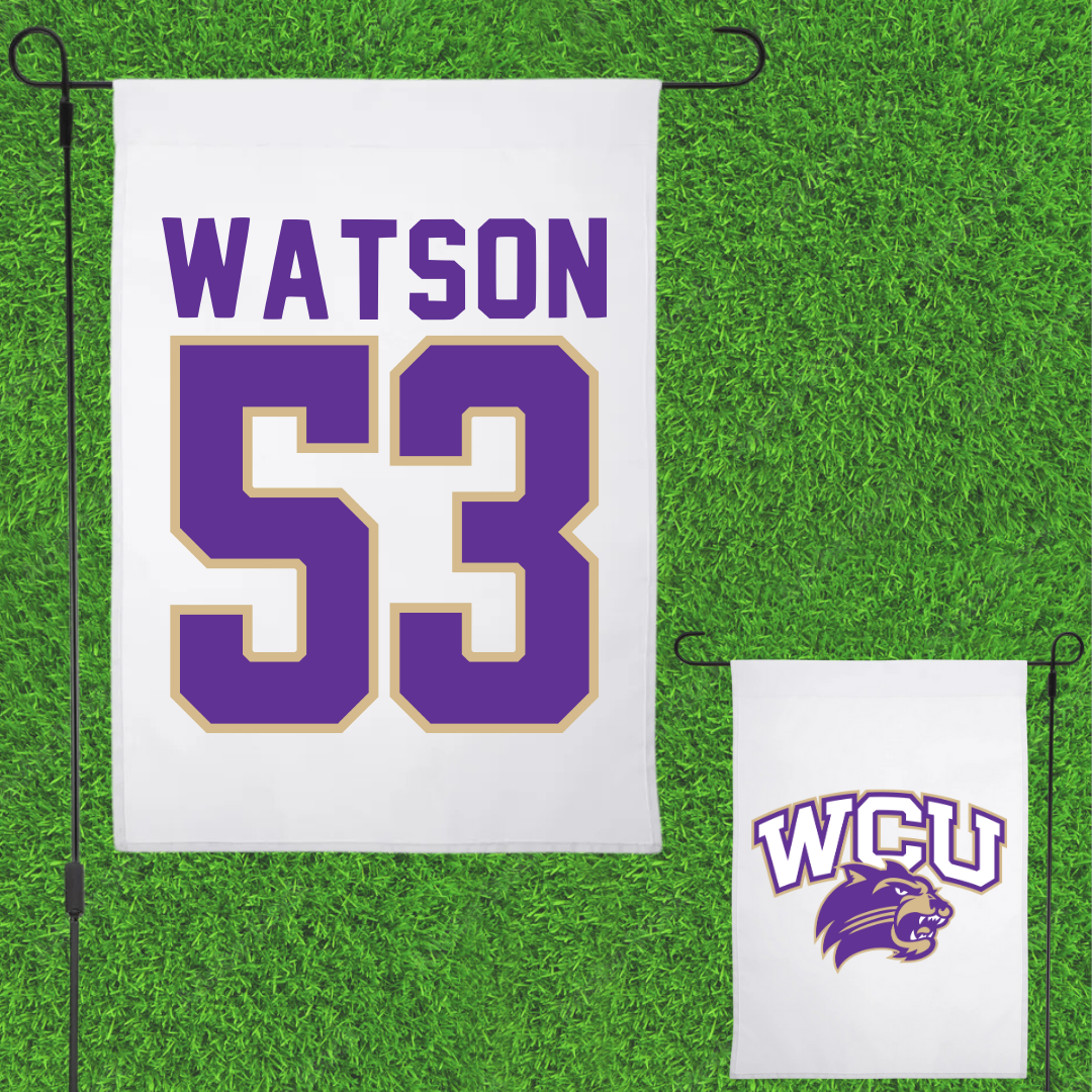 Western Carolina University Football White Garden Flag - #53 Zach Watson