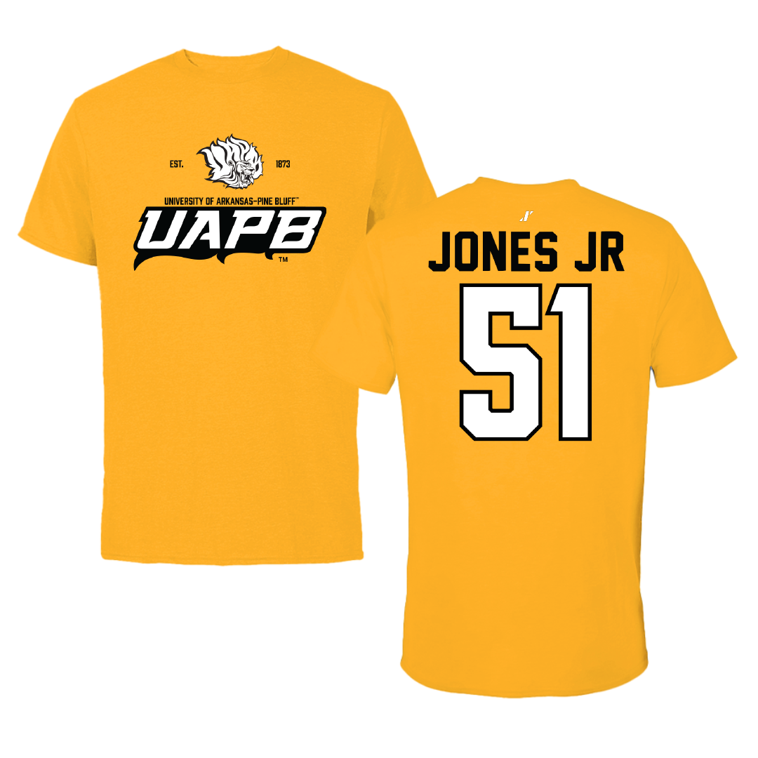 University of Arkansas-Pine Bluff Football Gold General Tee - #51 Rolando Jones Jr