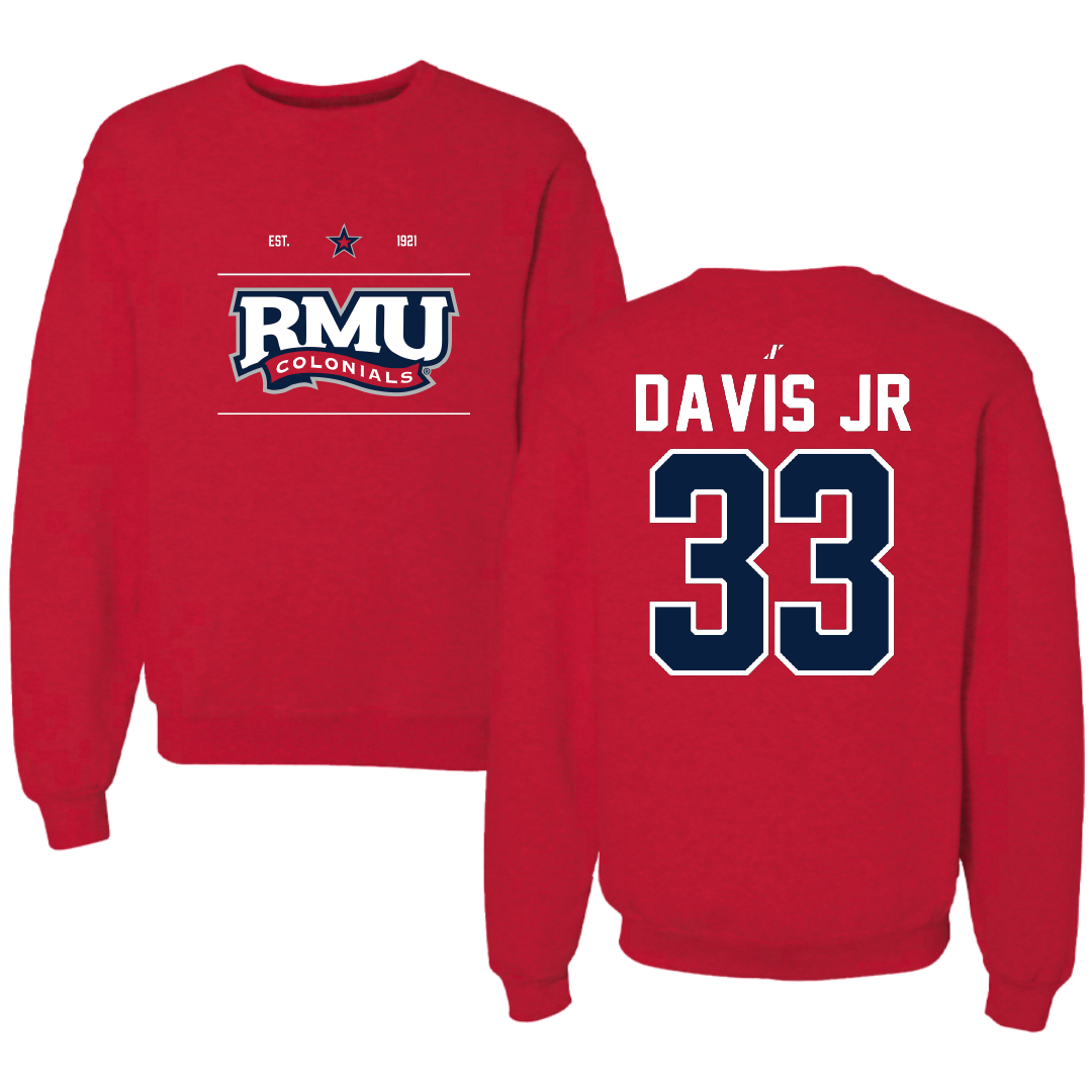 Robert Morris University Football Red General Crewneck - #33 Greg Davis Jr