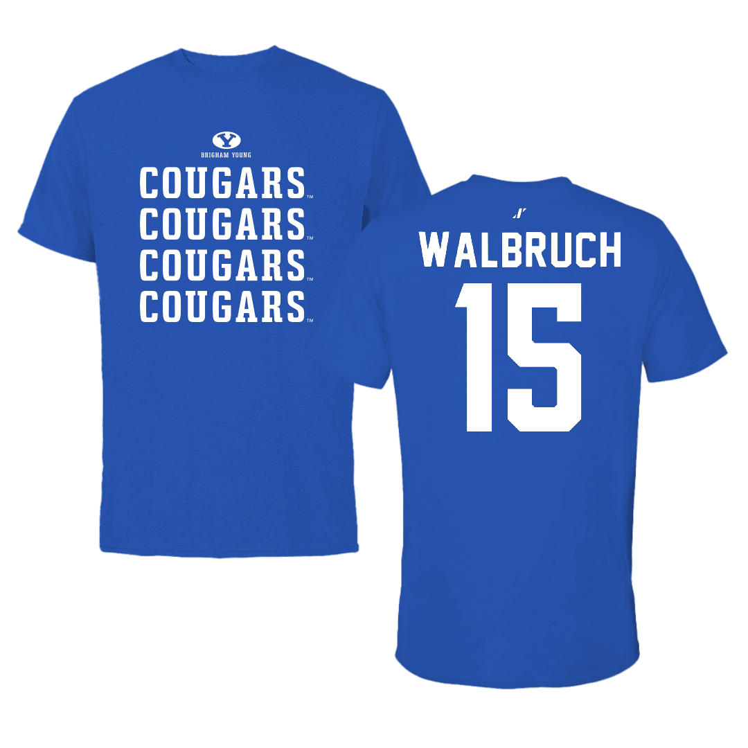 Brigham Young University Soccer Blue General Performance Tee - #15 Ellie Walbruch