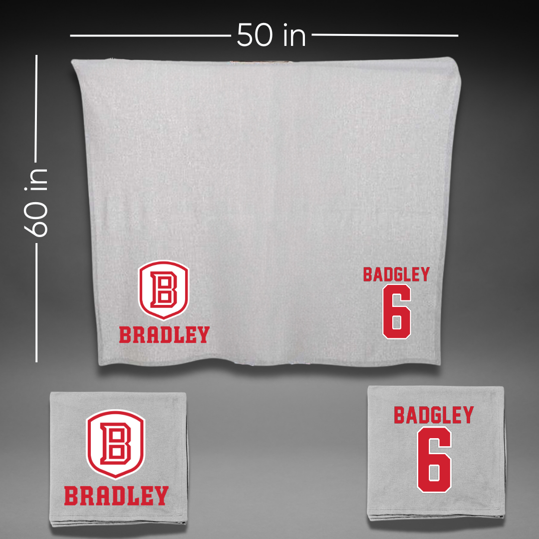 Bradley University Softball Gray Blanket - #6 Abbott Badgley