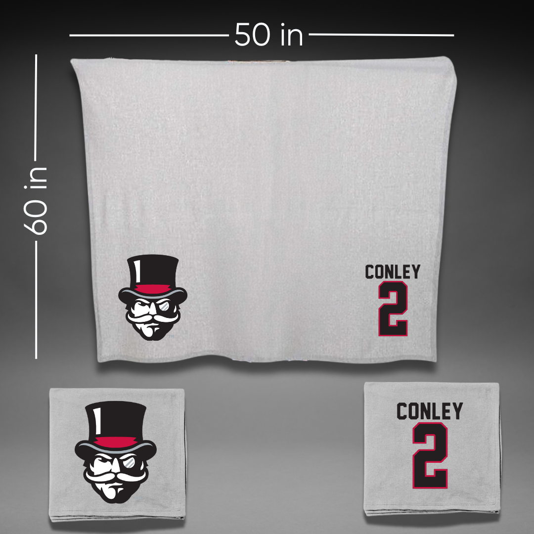 Austin Peay State University Baseball Gray Blanket - #2 Trevor Conley