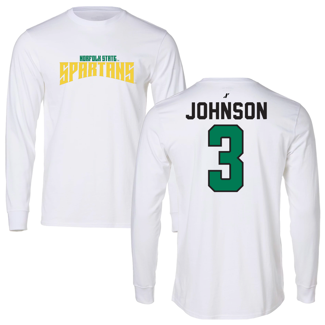 Norfolk State University Basketball White Classic Long Sleeve - #3 Diamond Johnson