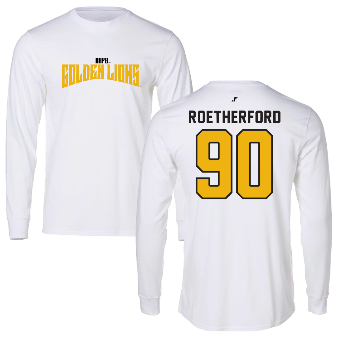 University of Arkansas-Pine Bluff Football White Classic Performance Long Sleeve - #90 Cameron Roetherford
