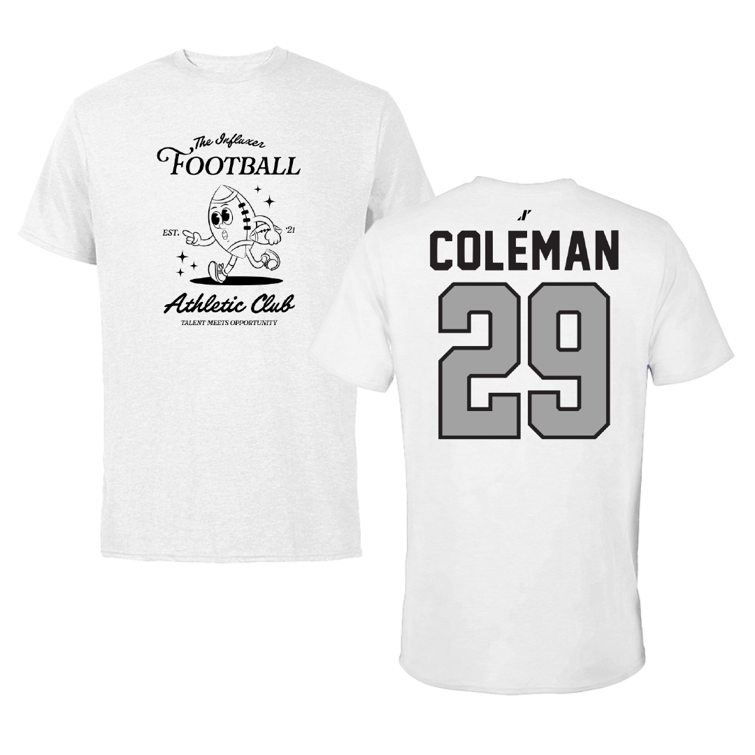 Football White Influxer Athletic Club Tee - #29 Caleb Coleman