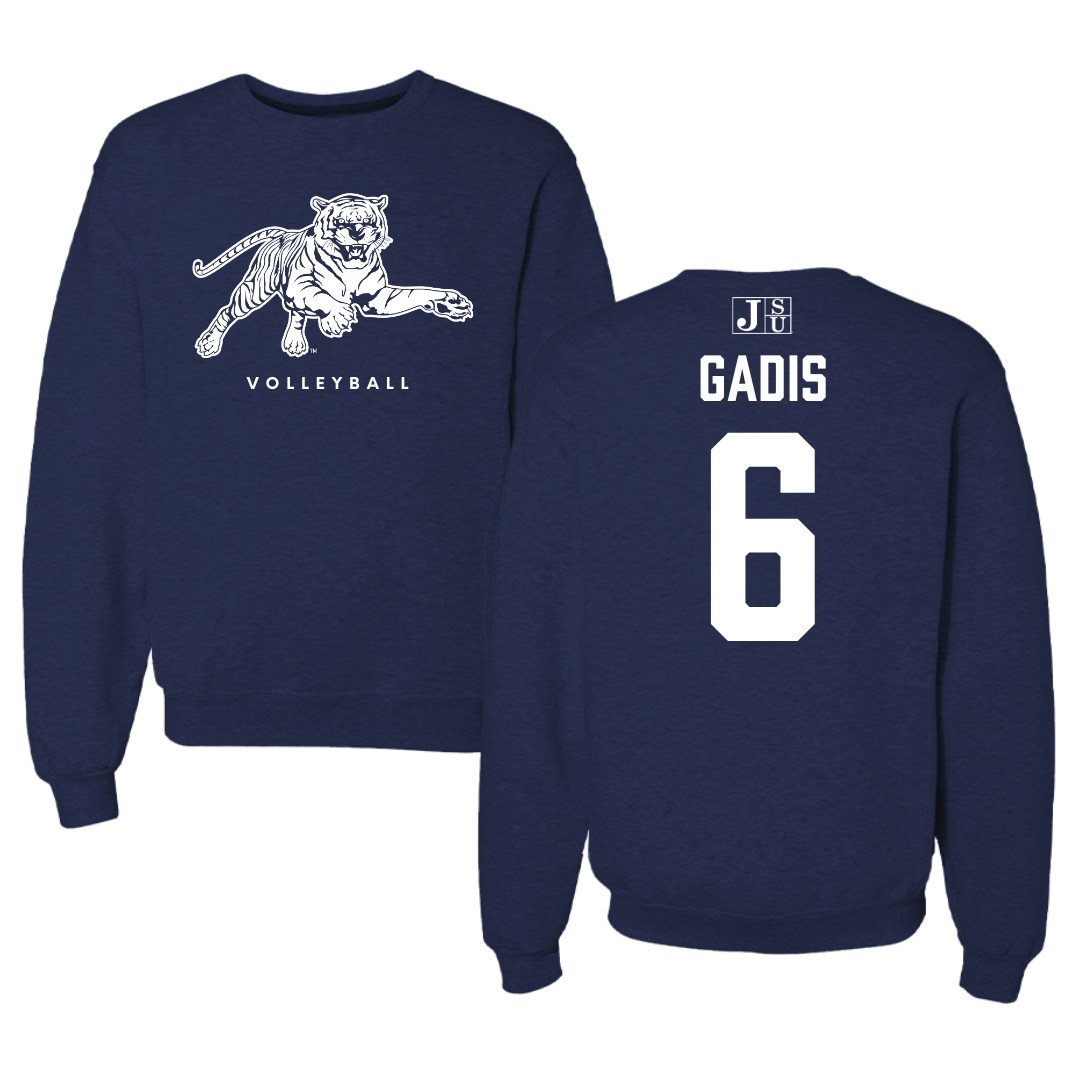 Jackson State University Volleyball Navy Crewneck - #6 Naija Gadis