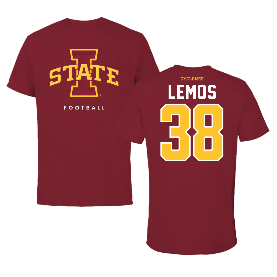 Iowa State University Football Cardinal Tee - #38 Eddie Lemos