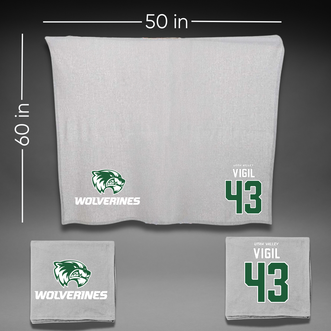 Utah Valley University Baseball Gray Blanket - #43 Jordan Vigil