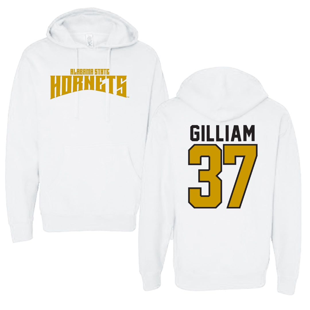 Alabama State University Football White Classic Hoodie - #37 Brandon Gilliam