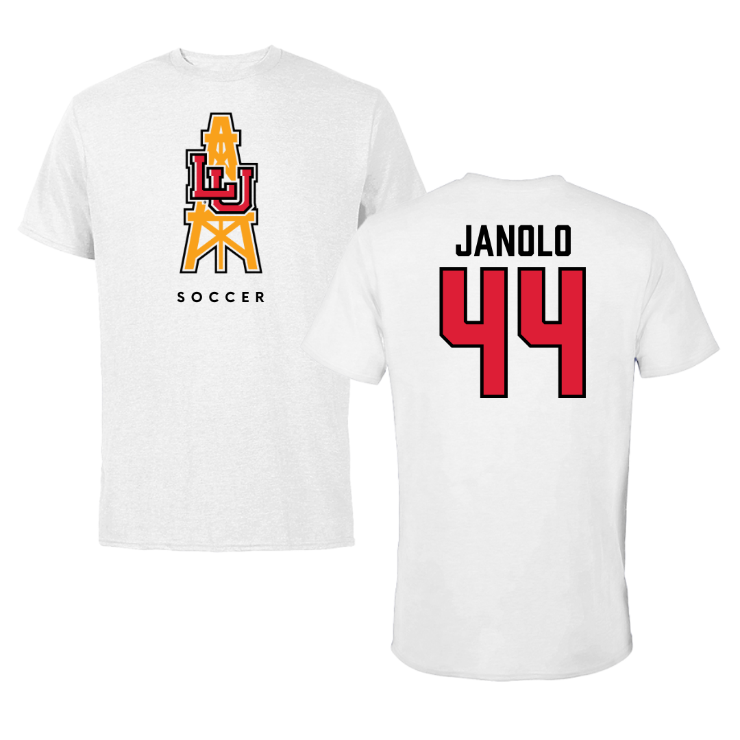 Lamar University Soccer White Performance Tee - #44 Maddie Janolo