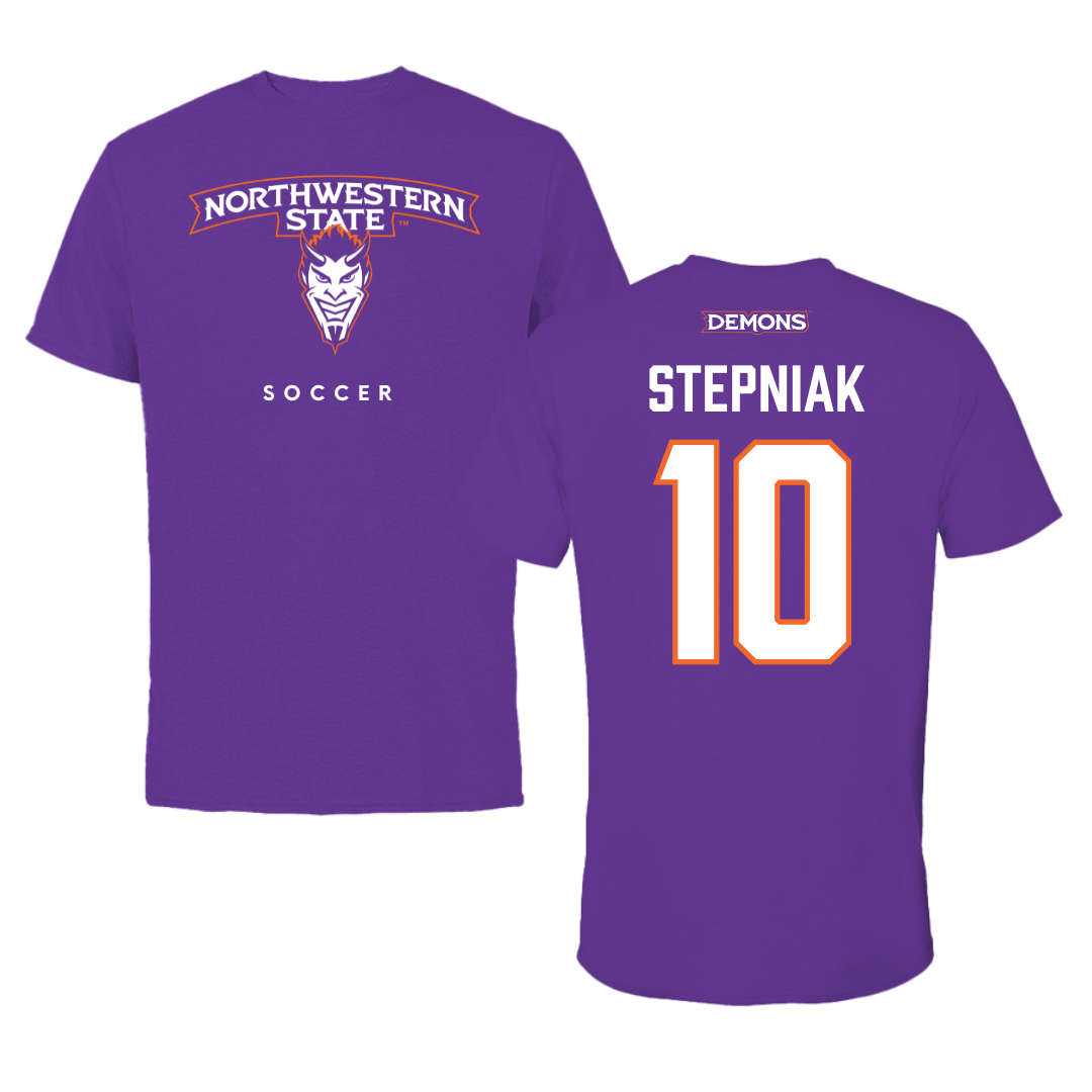 Northwestern State University Soccer Purple Mascot Performance Tee - #10 Laura Stepniak