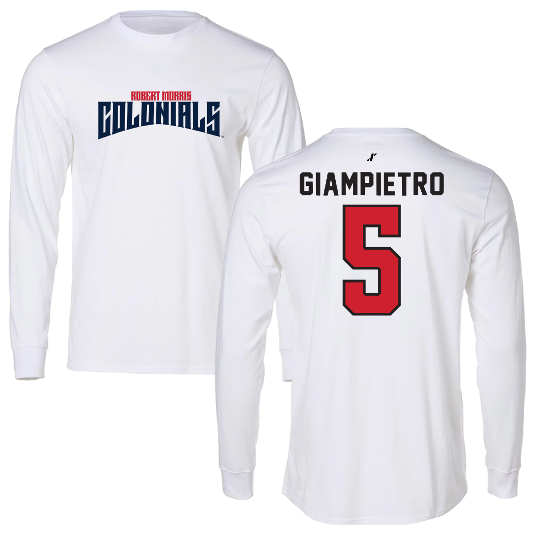 Robert Morris University Ice Hockey White Classic Long Sleeve - #5 Alaina Giampietro