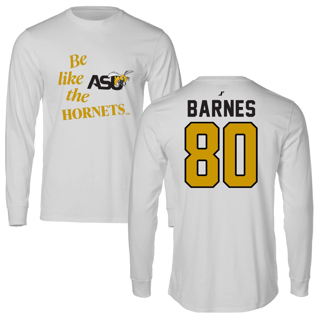 Alabama State University Football Light Gray Be Like Us Long Sleeve - #80 Khayman Barnes