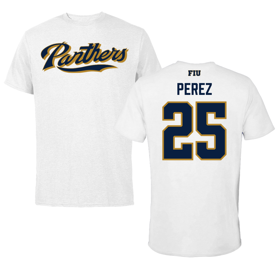 Florida International University Softball White Tee - #25 Isabella Perez