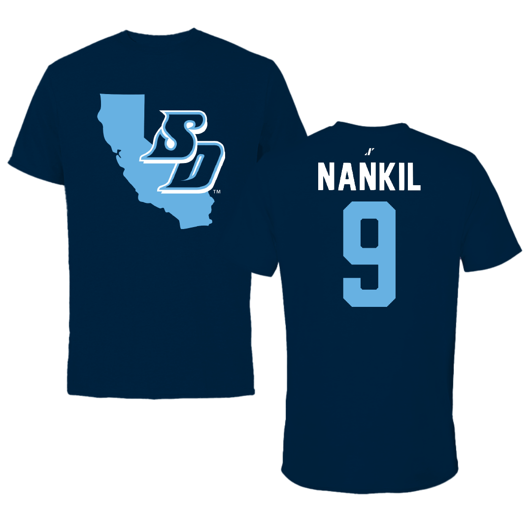 University of San Diego Football Navy State Performance Tee - #9 Dom Nankil