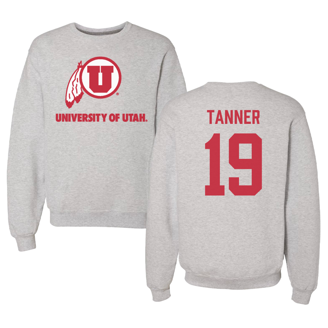 University of Utah Lacrosse Gray Crewneck - #19 Dallin Tanner