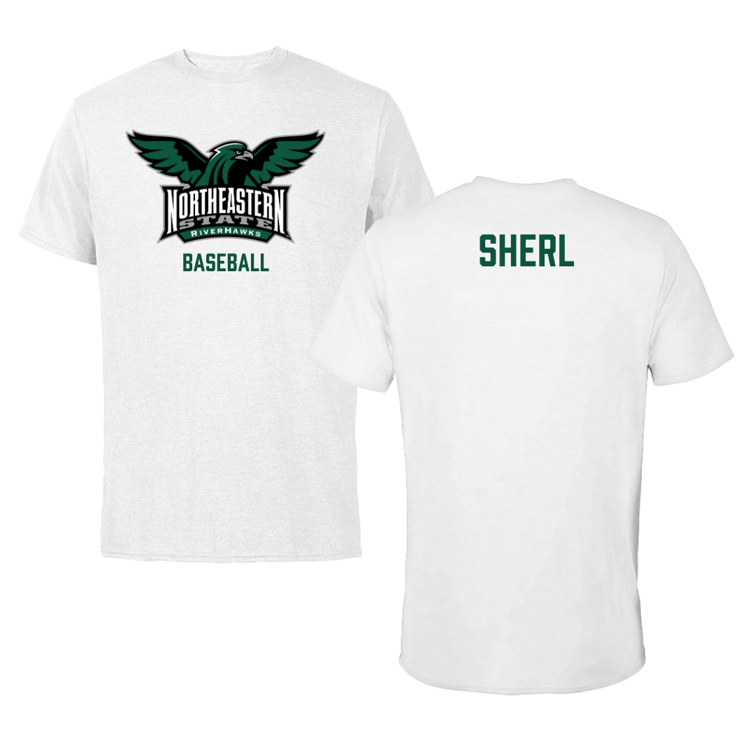 Northeastern State University Baseball White Performance Tee - Gannon Sherl