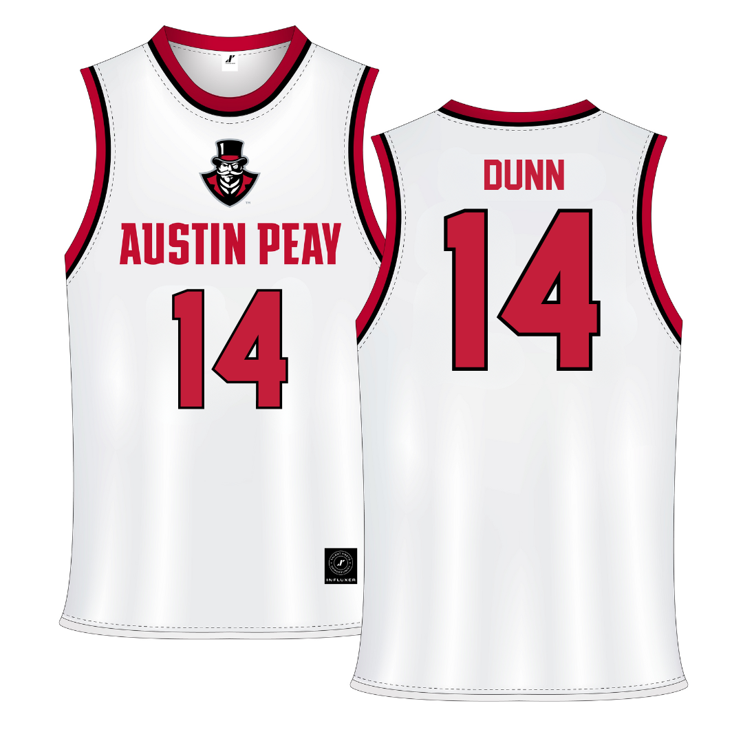 Austin Peay State University White Basketball Jersey - #14 Jonathan Dunn
