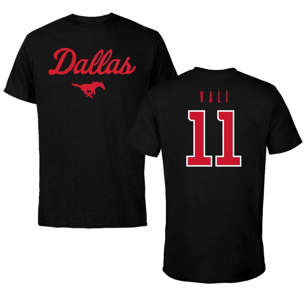 Southern Methodist University Soccer Black Dallas Tee - #11 Addison Vali
