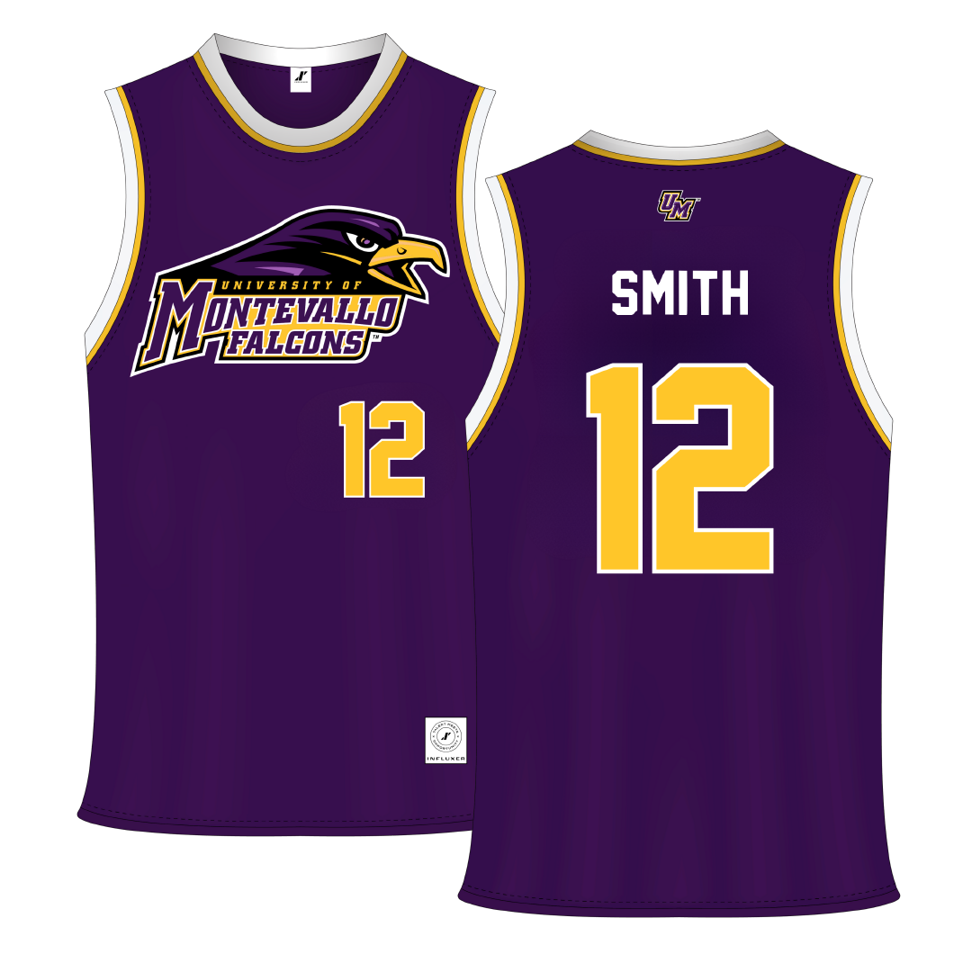 University of Montevallo Purple Basketball Jersey - #12 Luke Smith
