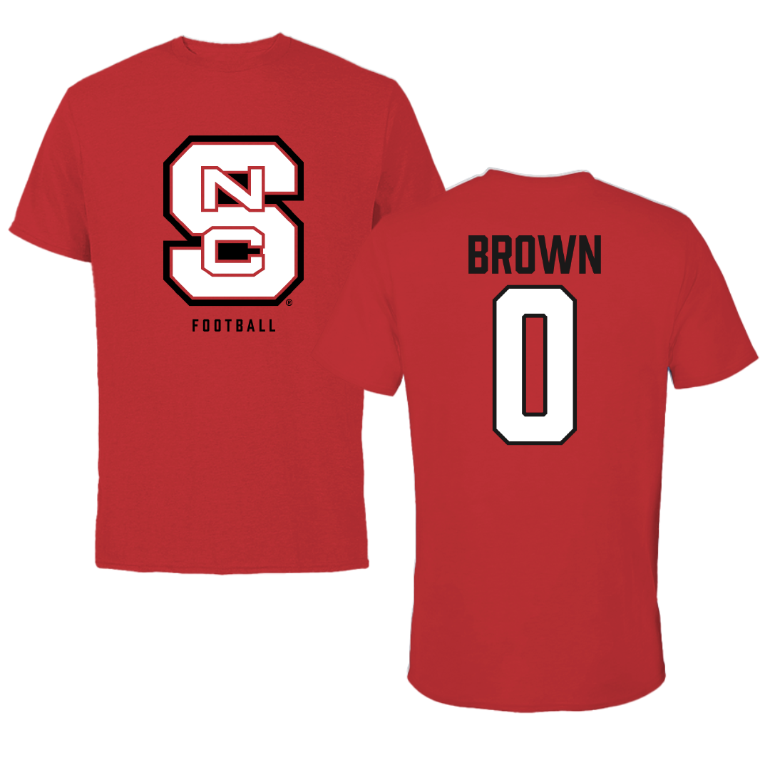North Carolina State University Football Red Tee - #0 Sean Brown