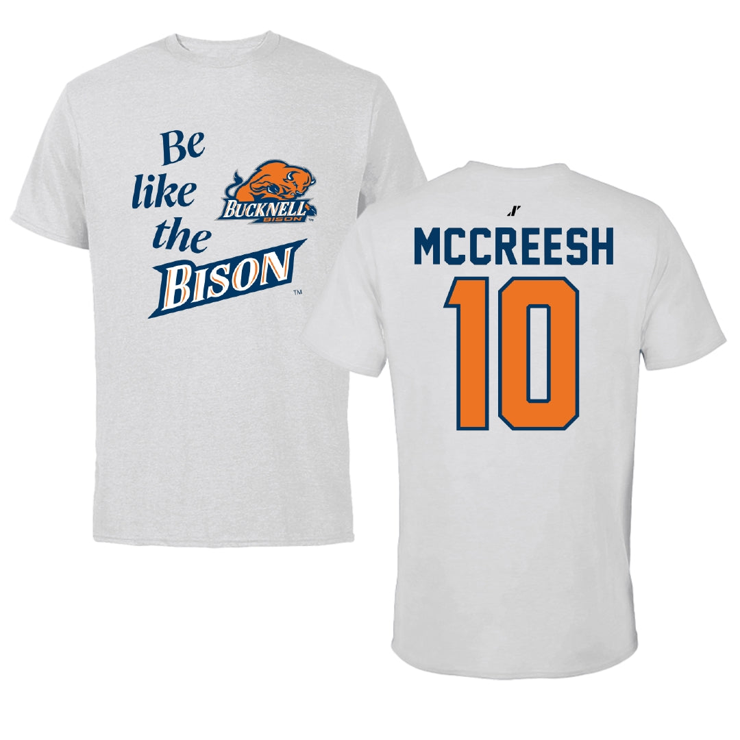 Bucknell University Basketball Light Gray Be Like Us Performance Tee - #10 Brandon McCreesh