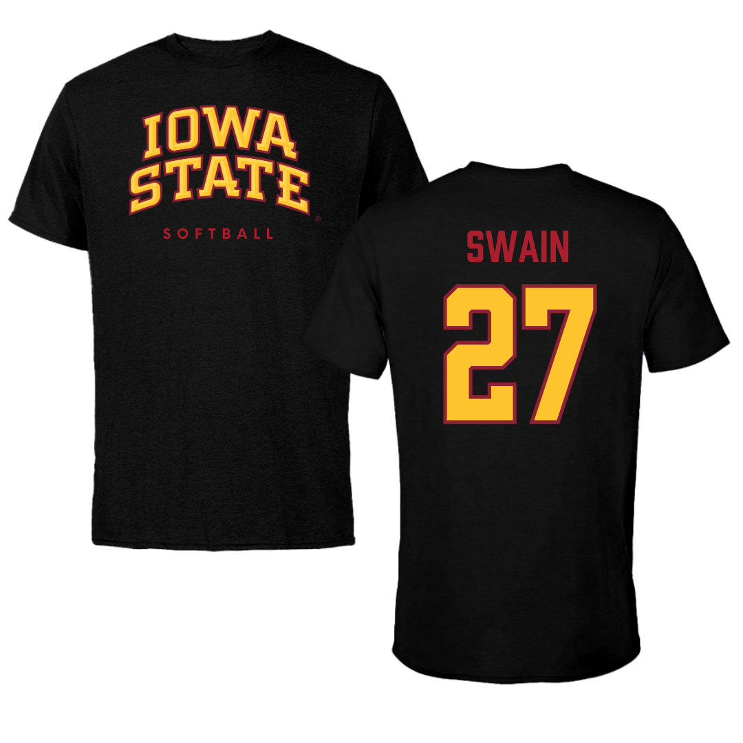Iowa State University Softball Black Performance Tee - #27 Saya Swain