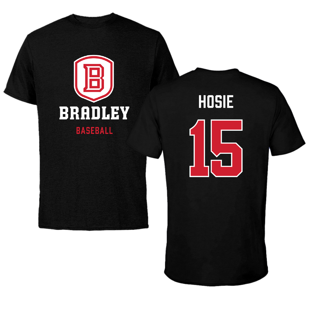 Bradley University Baseball Black Block Performance Tee - #15 Nick Hosie