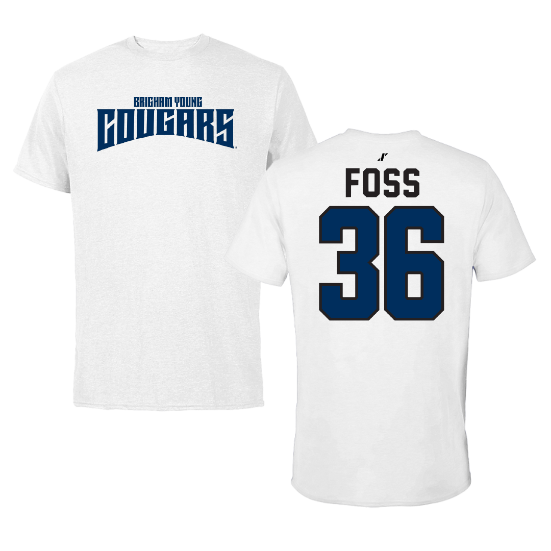 Brigham Young University Baseball White Classic Tee - #36 Carter Foss