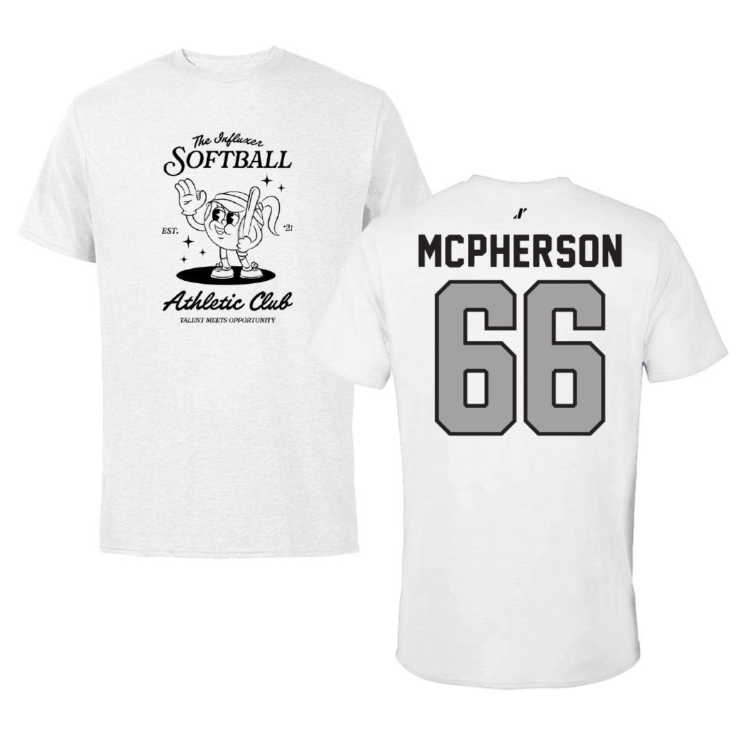Softball White Influxer Athletic Club Tee - #66 Maya McPherson