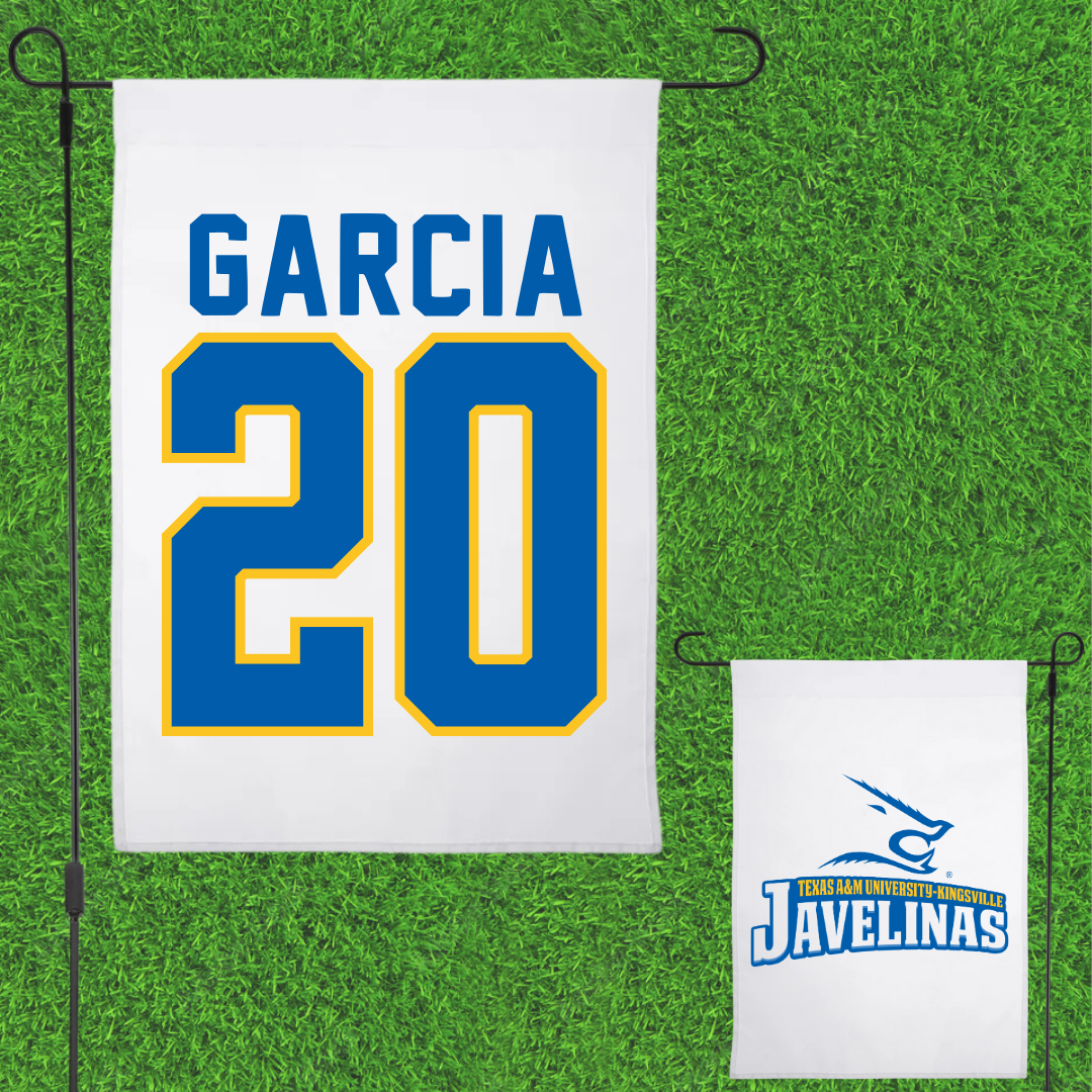 Texas A&M University-Kingsville Basketball White Garden Flag - #20 Nathan Garcia