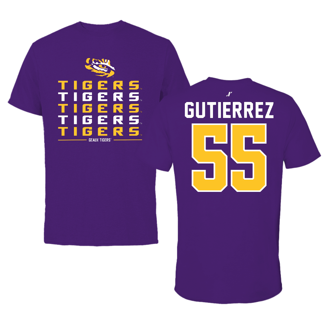 Louisiana State University Softball Purple General Tee - #55 Raeleen Gutierrez