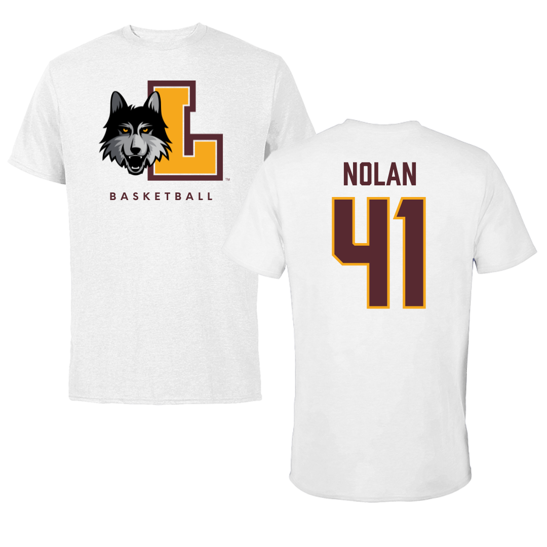 Loyola University-Chicago Basketball White Performance Tee - #41 Emma Nolan