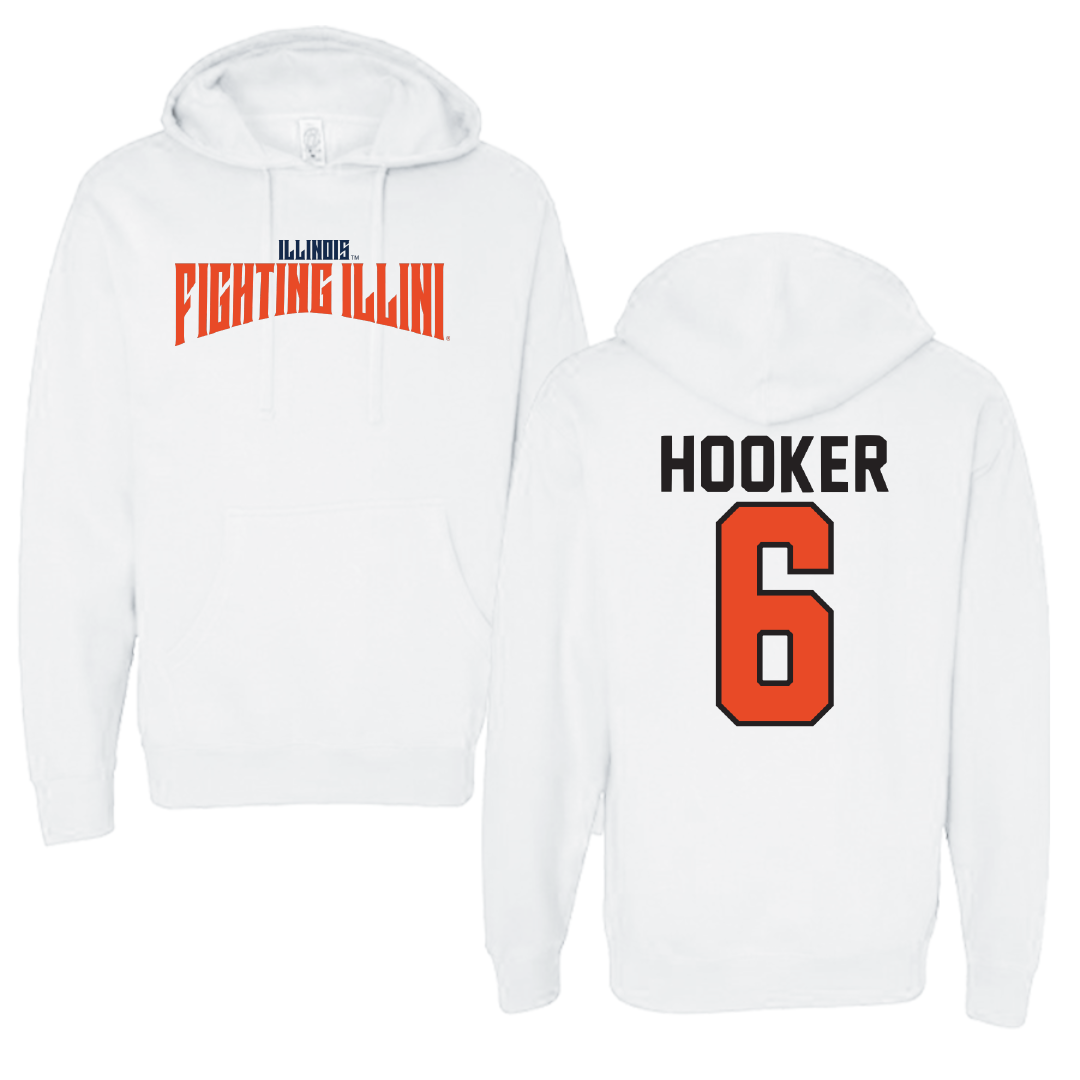 University of Illinois Softball White Classic Hoodie - #6 Juliana Hooker