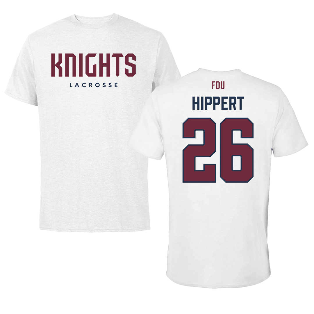 Fairleigh Dickinson University-Metropolitan Campus Lacrosse White Tee - #26 Kendal Hippert