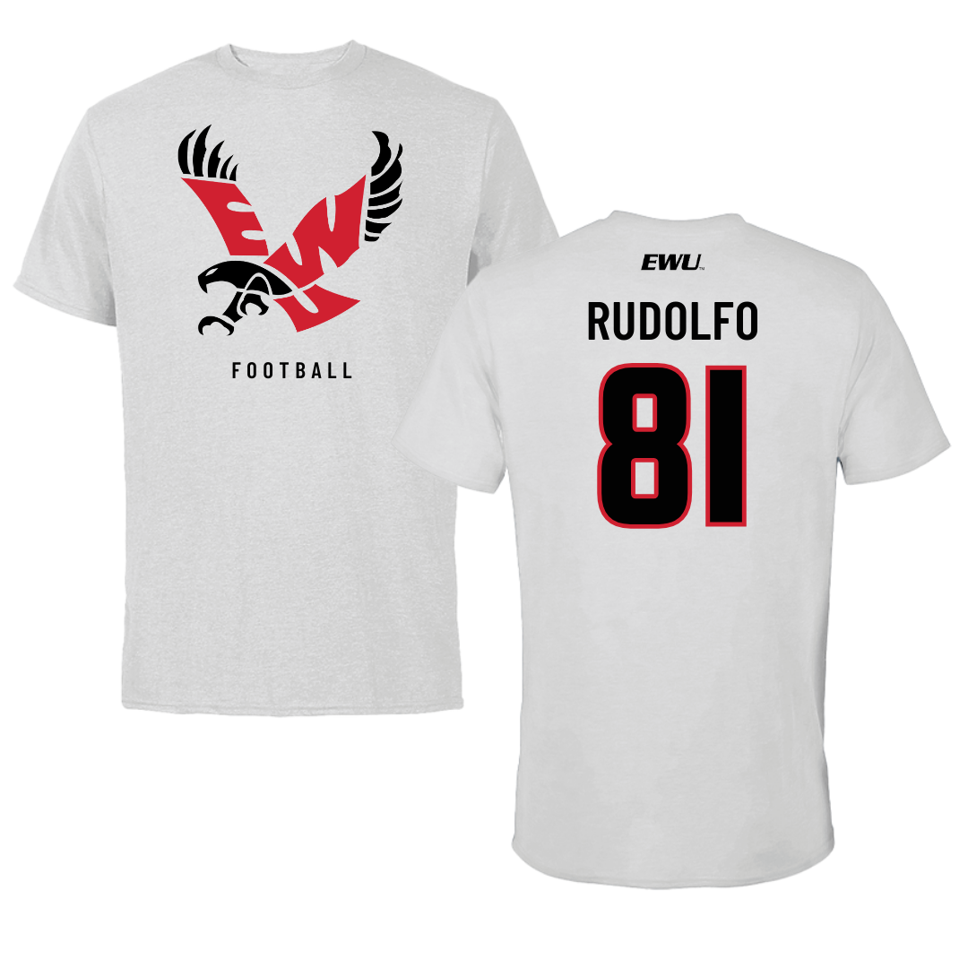Eastern Washington University Football Light Gray Tee - #81 Riley Rudolfo