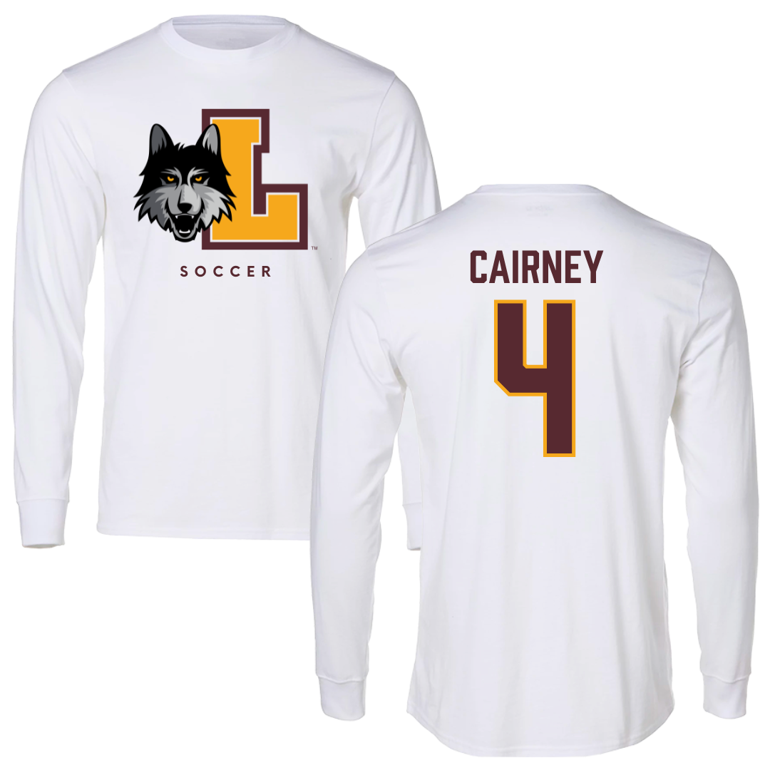 Loyola University-Chicago Soccer White Mascot Long Sleeve - #4 TJ Cairney