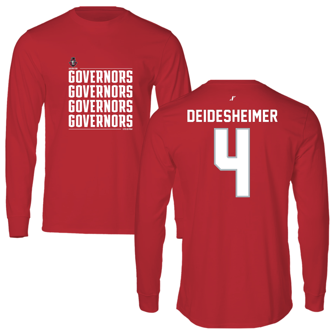 Austin Peay State University Beach Volleyball Red General Long Sleeve - #4 Payton Deidesheimer