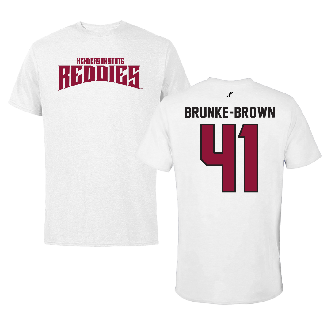 Henderson State University Football White Classic Performance Tee - #41 Colton Brunke-Brown