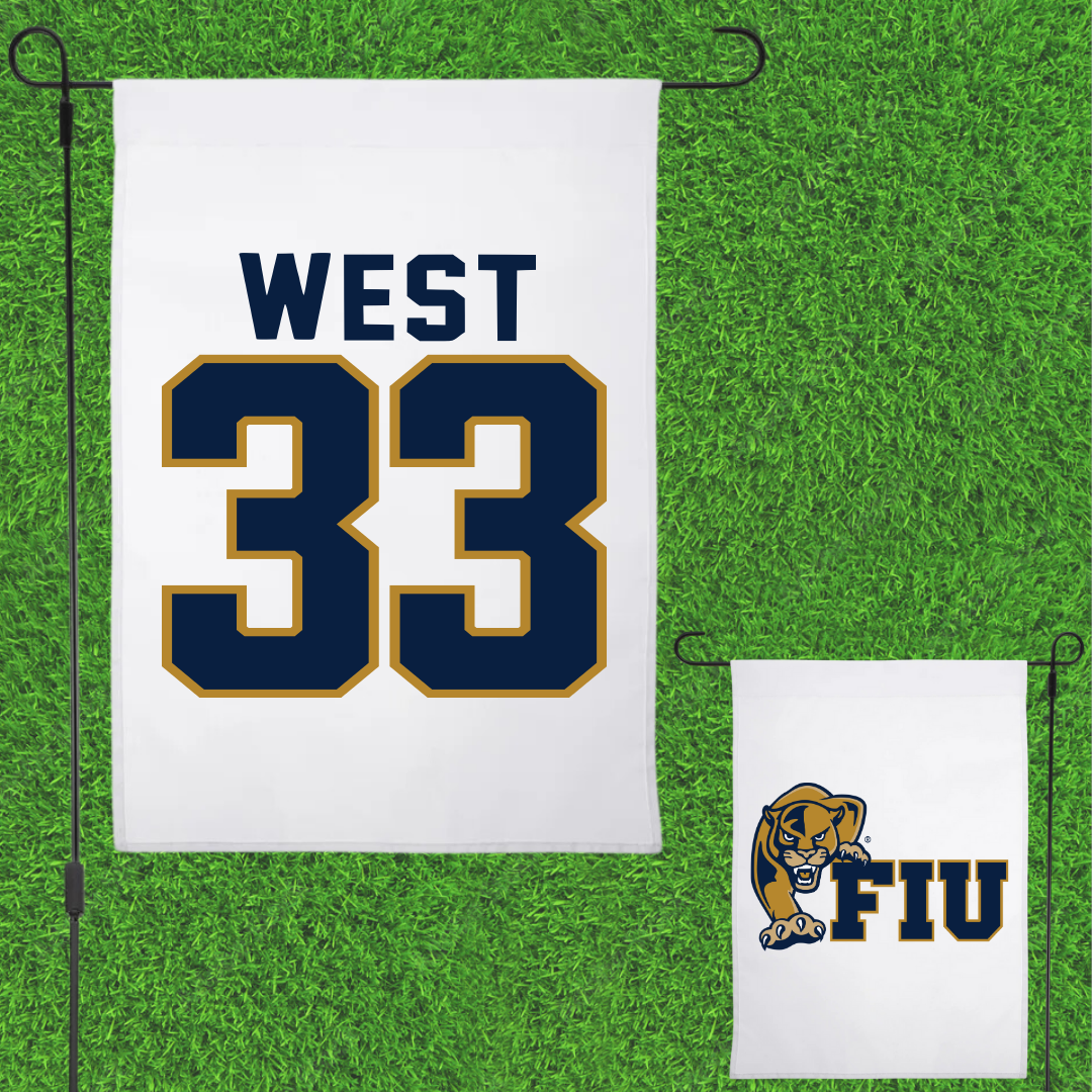 Florida International University Baseball White Garden Flag - #33 Brylan West