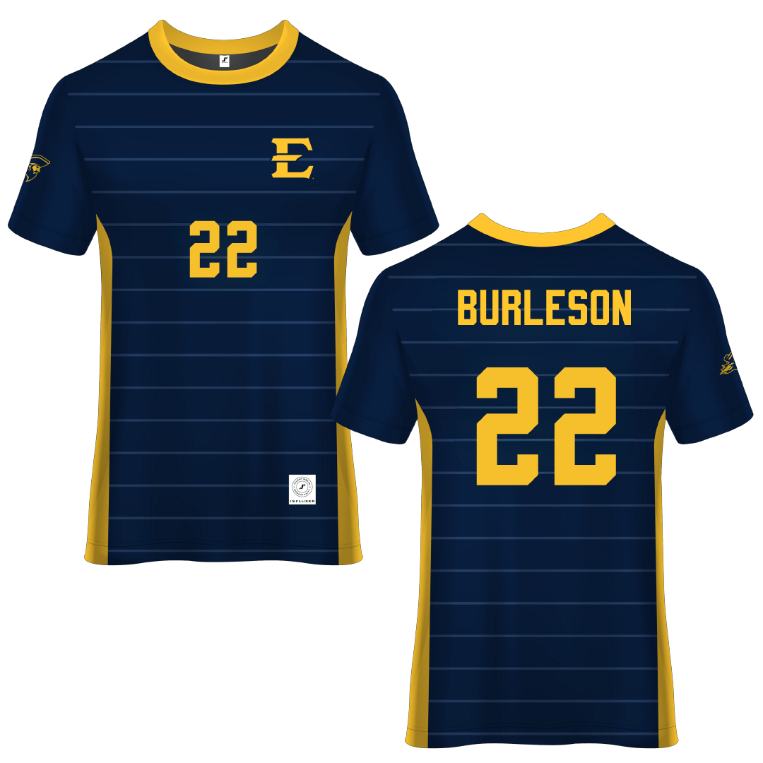 East Tennessee State University Navy Soccer Jersey - #22 Megan Burleson