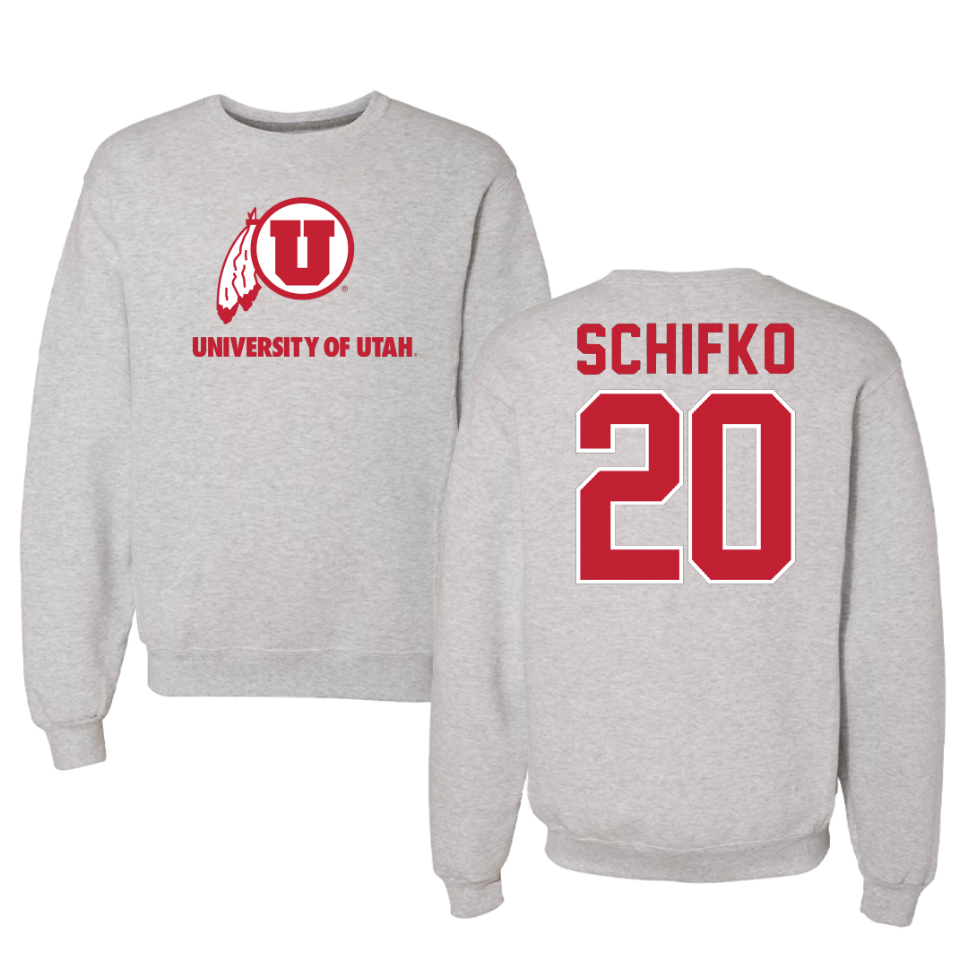 University of Utah Lacrosse Gray Crewneck - #20 Tyler Schifko